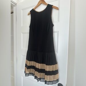 LOFT Black and Tan Drop Waist  Dress